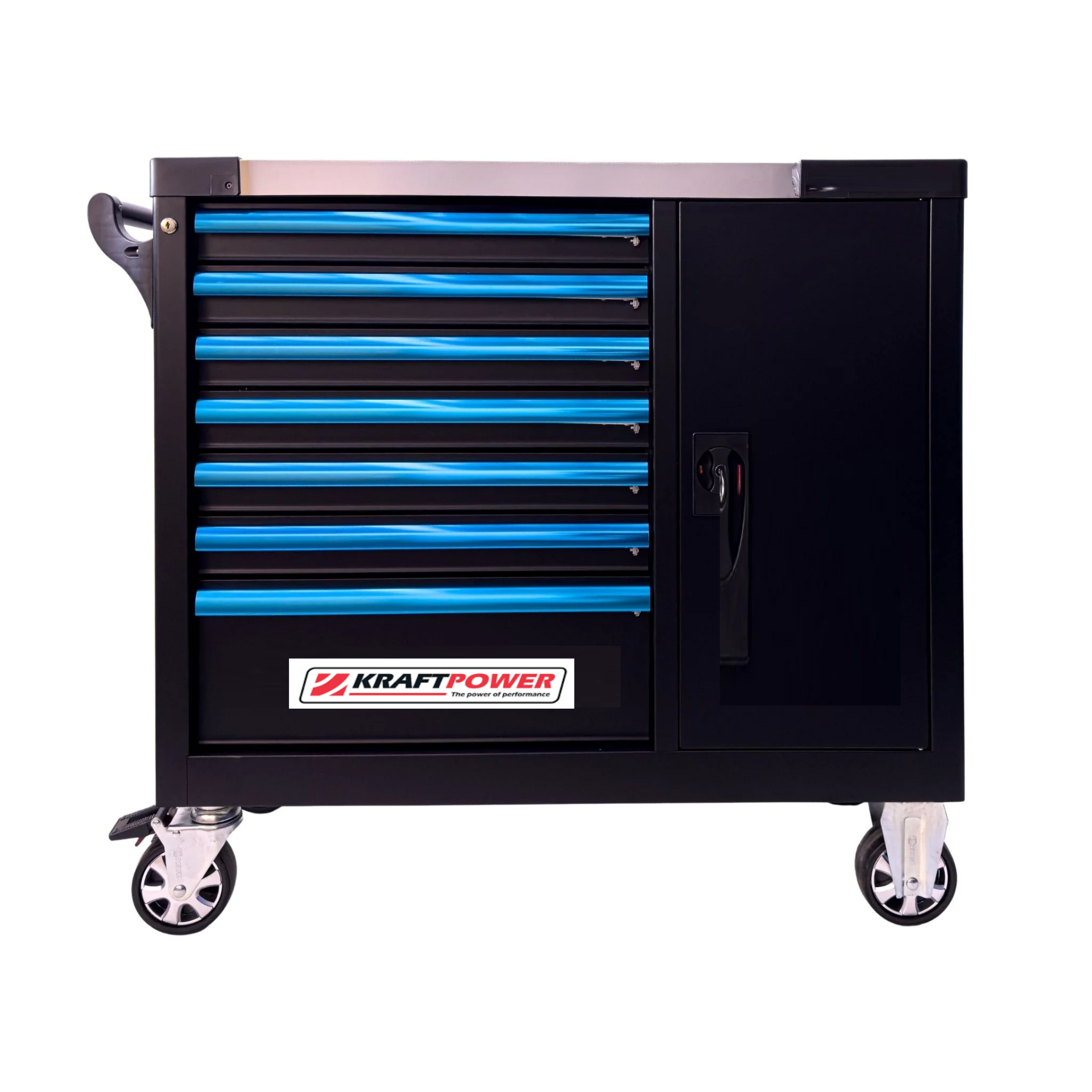 Servante d'atelier KRAFTPOWER | 7 tiroirs complets + espace de rangement supplémentaire | 309 pièces