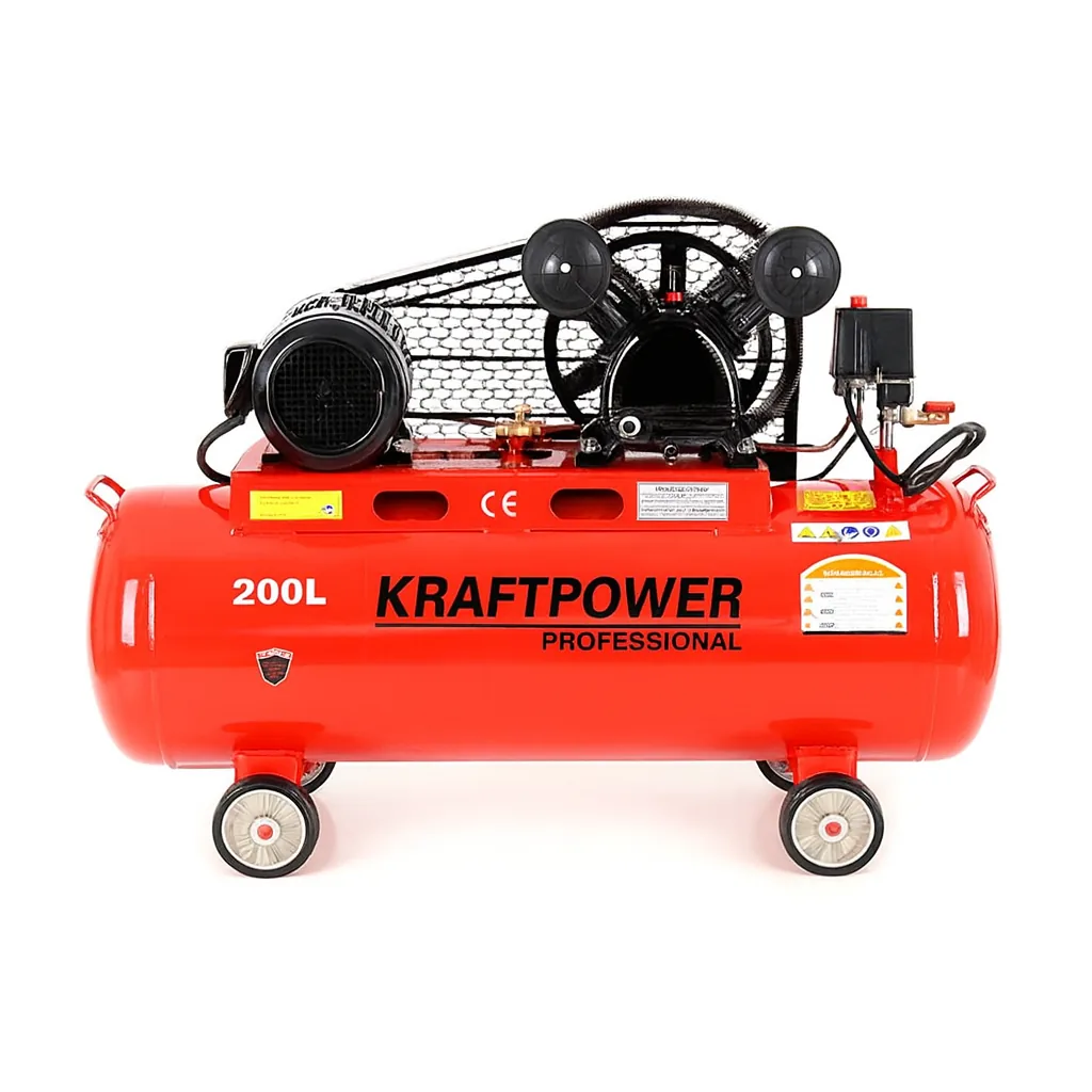 Compresseur d’Air Triphasé 200L – KRAFTPOWER – 3,8 kW (5,2 CV) – 590 L/min